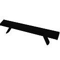 Black Long Rectangular Support Bench With Angled Legs Modern Sturdy Design Structure 3d model