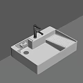 Modern White Bathroom Sink With Black Faucet Integrated Drainer And Gray Countertop