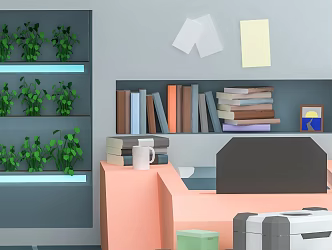 Cartoon warm indoor scene 3d model