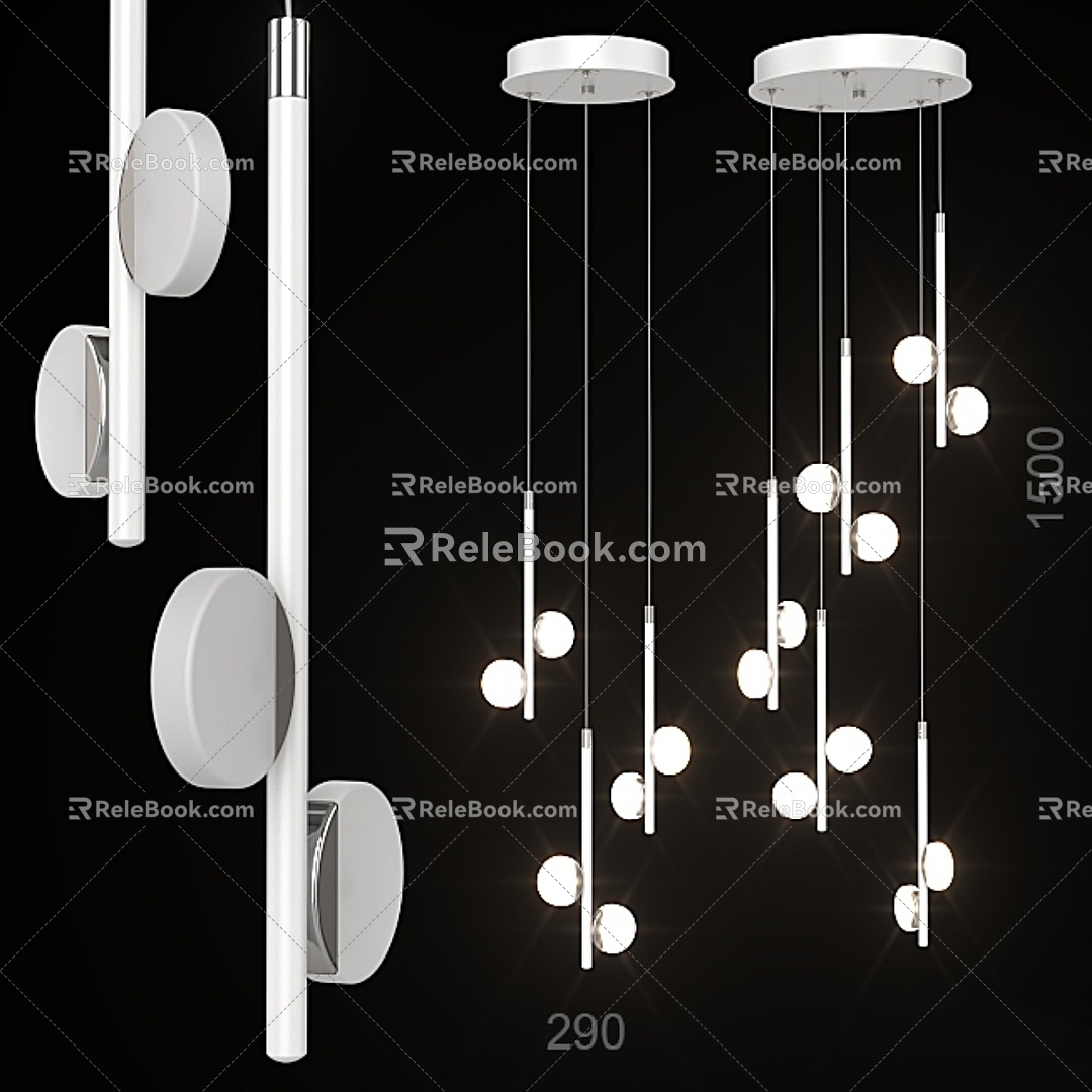 Modern chandelier chandelier hanging outboard round 3d model