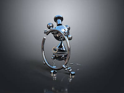 Game Movie Character Shiny Metallic Robot Silver Ring Structure Standing Pose Design 3d model