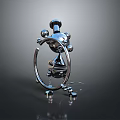 Game Movie Character Shiny Metallic Robot Silver Ring Structure Standing Pose Design 3d model