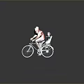 Adult Man And Child Riding Bicycle Together In Simple 3D Rendering Scene