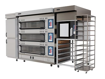 Commercial Industrial Oven With Multi Layer Baking Racks Digital Control Panel And Metal Shelf 3d model