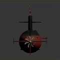 Red And Black Submarine Watercraft With Modern Streamlined Design And Propeller