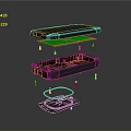 Disassembled Laptop Computer Structure With Upper Lower Components And Internal Parts Design
