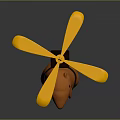 Cartoon Orange Creature Standing With Backpack And Yellow Helicopter Rotor On Head