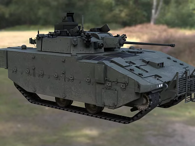 Military Armored Tracked Utility Vehicle With Turret Weapon And Reinforced Armor Plating 3d model