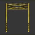 Yellow Steel Arch Bridge Model With Gray Deck And White Lane Lines