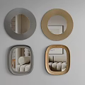 Stylish Round And Square Mirrors With Gray And Gold Frames For Modern Interior Decor