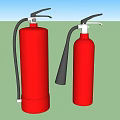 Red Fire Extinguishers In Various Sizes For Fire Safety Equipment 3d model