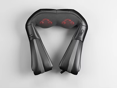Black Wearable Neck Massager Medical Device With Red Lights And Ergonomic Massage Function 3d model