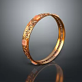 Exquisite Golden Bracelet With Intricate Carved Patterns And Square Gemstone