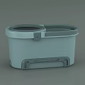 Gray Mop Bucket with Double Compartment Foot Pedal and Handle 3d model