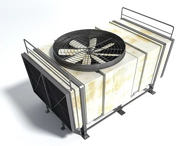 Industrial Air Conditioning Fan with Metal Frame and Top Mounted Blades for Commercial Cooling 3d model
