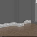 Interior Corner Lines With Gray Walls White Baseboards Wooden Floor Window Blinds And Green Leaf
