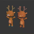 Two Orange Standing Deer Figurine Decorative Home Furniture With Adorable Design