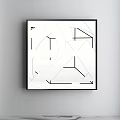 Modern Abstract Black and White Geometric Pattern Artwork Hanging on White Wall