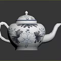 Ceramic Teapot Sculpture Carving With Blue And White Floral Patterns Lid Spout Handle
