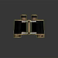 Vintage Brass Binoculars With Black Leather Cover And Clear Glass Lenses