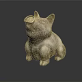 Decorative Stone Pig Sculpture With Rough Texture And Sitting Posture 3d model