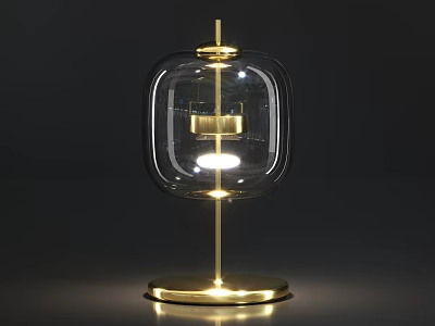 Modern Glass Table Lamp With Gold Metal Stand And Transparent Shade 3d model