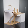 Modern Staircase Interior Design With Wooden Handrail Steps Platform And Structure 3d model