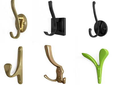 Stylish Wall Mounted Hooks With Multiple Colors And Unique Shapes For Home Decor 3d model