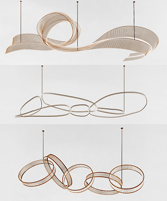 Modern special-shaped chandelier combination 3d model