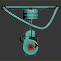 Vintage Turquoise Chainsaw With Black Handles And Red Classic Design Components