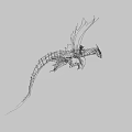 Fantasy Game Movie Character White Line Art Abstract Design Dynamic Pose Black Background
