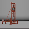 Red Industrial Drilling Equipment With Tall Frame Structure And Control Panel