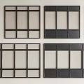 Various Black Window Frames With Different Grid Designs On White Background 3d model