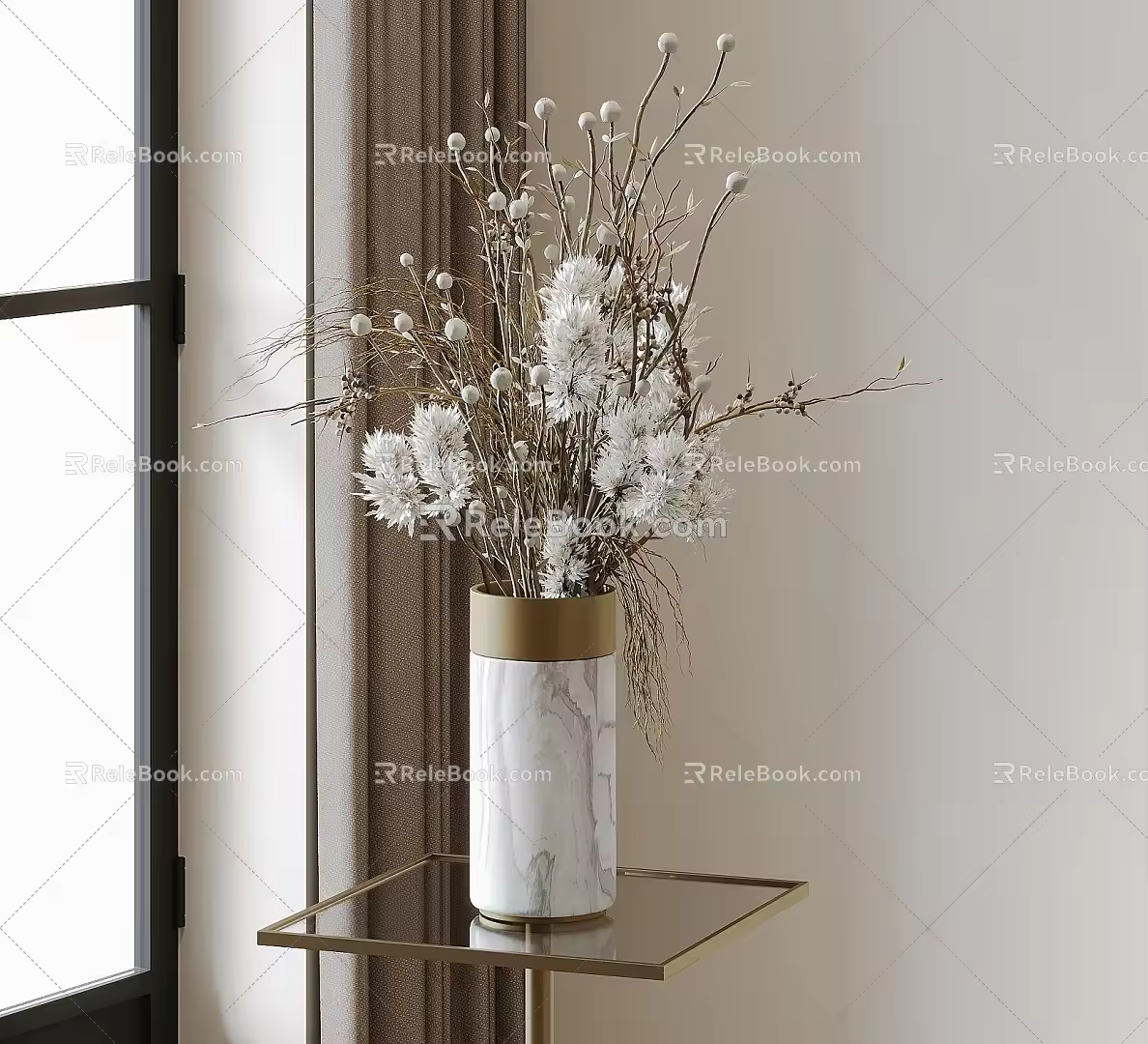 Dried branch vase 3d model