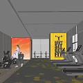 Modern Fitness Gym Interior With Treadmills Exercise Bikes And Workout Space