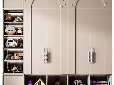 Modern Display Cabinet With Metal Handles And Open Shelves For Decorative Items 3d model