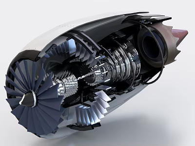 High Performance Jet Engine Internal Structure Showcasing Turbine Blades Compressor And Combustion Chamber 3d model
