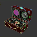 Open Red Case Electronic Device With Internal Dials And Control Components