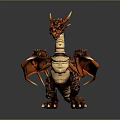 Mythical Dragon Game Film Character With Orange Red Scales Horned Head Sharp Claws And Winged Body