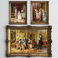 Classical Figure Paintings Depicting Historical Characters In Elegant Attire And Social Gatherings