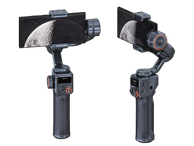 Handheld Smartphone Gimbal Stabilizer With Moon Image Display And Ergonomic Handle Digital Accessory 3d model