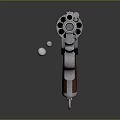 Classic Revolver With Wooden Grip Metal Parts And Bullets On Dark Surface
