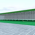 Green Curved Roof Tent With Metal Frame And Outdoor Green Ground Gray Tiles