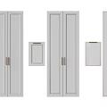 Modern Light Gray Wardrobe Doors With Double Panel Design And Metal Handles 3d model