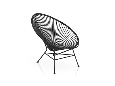 Modern Black Rattan Leisure Chair With Radial Lines And Metal Frame Design 3d model