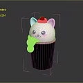 Pink Cat Shaped Storage Container With Strawberry Decor And Black Base Design 3d model