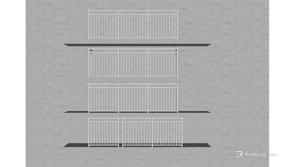 White Metal Fence Designs For Balcony And Outdoor Use With Various Styles 3d model 