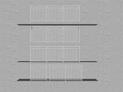 White Metal Fence Designs For Balcony And Outdoor Use With Various Styles 3d model
