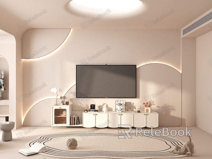 Modern TV background wall model