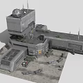 Cartoon Mobile Command Center Building With Antennas Satellite Dish Radar And Wheels Under Blue Sky